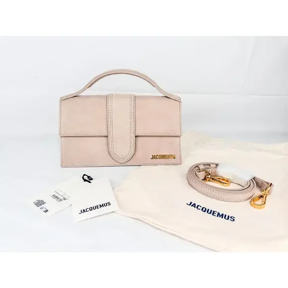 Jacquemus Le Grand Bambino Nubuck Leather Top Handle Bag Beige - Picture 9 of 9